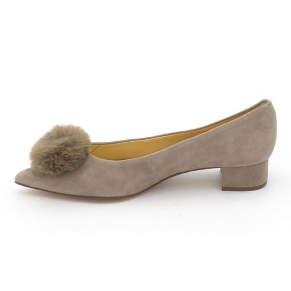 Sole Society Suede Low-Heel Pom Pom Pumps Mirem Porcini - Medium - Picture 3 of 6